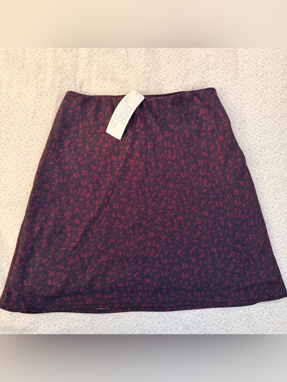 Urban Outfitters Black with Pink Floral Satin Skirt
